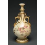 A Royal Worcester vase, 1891, printed and painted after Edward Raby with naturalistic flowers and