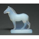 A Sabino opalescent glass model of a zebra, c1930, 14cm h, impressed Sabino Paris ConditionGood