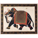 Indian School, 20th c - Ceremonial Elephant, gouache on cloth, 47.5 x 56.5cm Slightly creased and