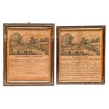 Lincolnshire. Two engraved Certificates of Merit of Horncastle and New Bolingbroke Carrington &