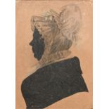 English Profilist, 19th c - Silhouette of a lady, in  Quaker dress, ink and wash on card, 87 x 63,