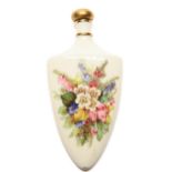 A Royal Worcester scent bottle and stopper, c1880, of shield shape, painted to either side with wild