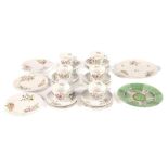 A Shelley bone china Wild Flowers pattern tea service, mid 20th c, plate 26cm over handles,