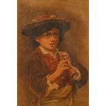 G Rousens, 1911 - The Young Musician, signed and dated, oil on canvas, 59.5 x 39.5cm Unlined and