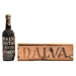 Two bottles of Dalva vintage port, 1970, with wax capsules, stencilled labels, one with card tube