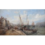 William Edward Webb (1862-1903) - Fishing Boats at Peel Harbour Isle of Man, signed, oil on