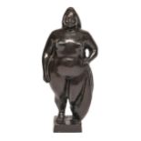 A bronze statuette of a nude woman, 20th c, even dark brown patina, 25cm h