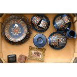 A German blue ground porcelain coffee service, c1970  and a Victorian photograph in giltmetal frame