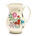 A Worcester sparrow beak jug, c1775, enamelled with a loose bouquet and smaller sprays, 90mm h