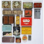 Advertising. Sixteen tins, early 20th c and later, lithographed in one or more colours, the