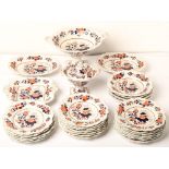 A Mason's Ironstone Japan pattern dessert service, c1830, comport 33cm over handles, printed mark (