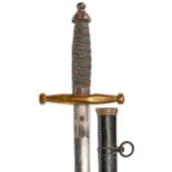 A Scottish Infantry Officer's cross hilted sword, the etched blade with GvR, wire bound fish skin