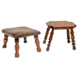 Two Victorian dresser stools, Northern England and North Nottinghamshire, of fruitwood or yew