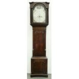 A George III eight day mahogany-stained oak longcase clock, S Dalton Rugby, the painted dial with