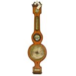 A Victorian satinwood and line inlaid barometer, Bregazzi & Co Patent Nottingham, early 19th c, with