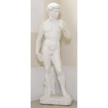 After Michelangelo - David, white-painted reconstituted stone, 172cm h Good condition. Consigned