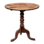 A Victorian mahogany tripod table, the round top on baluster pillar, 73cm h; 72cm diam Dusty; good