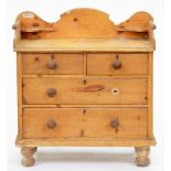 A Victorian waxed pine dressing chest, 99cm h; 47 x 94cm Corner of lip of top chipped, vermin damage