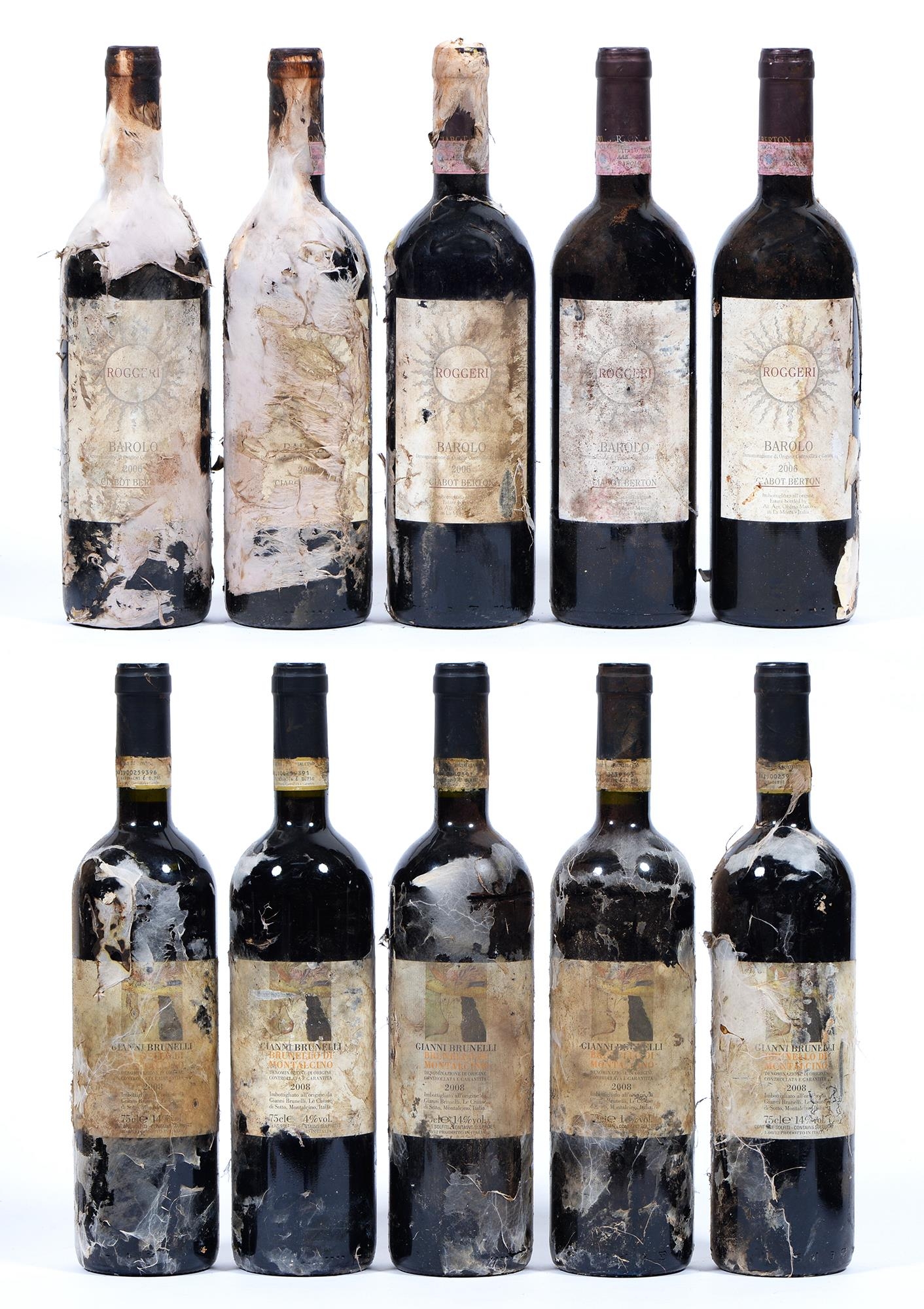 Roggeri Barolo, 2006, Ciabot Berton, five bottles, Gianni Brunelli, 2008 Brunello di Montalcino,