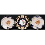 A Royal Worcester dessert plate and a pair of contemporary Limoges dessert plates, 1899 and circa,