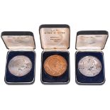 Investiture of the Prince of Wales, 1969. Two silver commemorative medals, 51mm, Birmingham 1968,