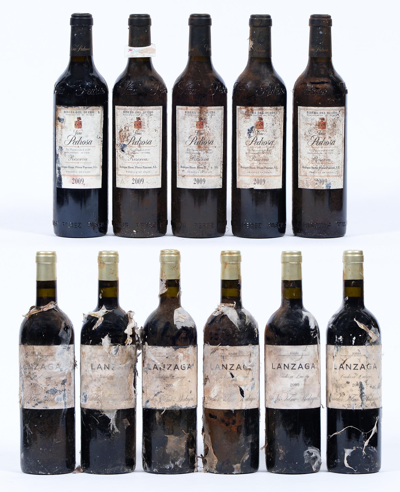 Lanzaga Rioja, 2009, six bottles, Pedrosa Reserva 2009, four bottles, levels good (10)