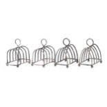 Two pairs of George V silver five hoop toast racks, 70mm l, London and Birmingham, by Asprey & Co