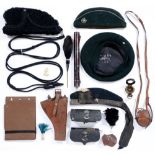 Militaria. Uniform, Robin Hood Rifles black lambswool busby, pre WWI, a Glengarry with ribbons,