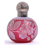 An English silver mounted cameo glass scent bottle, attributed to Thomas Webb & Sons, Stourbridge,