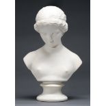 A Robinson & Leadbeater Parian ware bust of Psyche, c1875, 41cm h Apparently unmarked, good