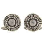 Georg Jensen. A pair of silver cufflinks, post 1945, 18mm diam, maker's marks and  24, 7.5dwts