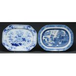 A Staffordshire blue printed pearlware Willow pattern meat dish, possibly Spode, c1810, 53.5cm l and