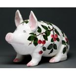A Wemyss ware pig, Bovey Tracey period, late 1930's, painted by Joseph Nekola with cherries, 27.
