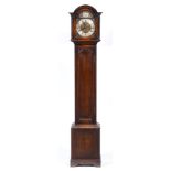 An oak dwarf longcase clock, early 20th c, in mid 18th c English style, with breakarched dial, the