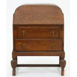 An oak bureau, c1930, 101cm h; 47 x 76cm Bureau - satisfactory condition