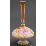 A Royal Worcester vase, c1893, printed and painted with orchids with raised gilt accents on a shaded