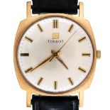 A Tissot 9ct gold cushion shaped gentleman's wristwatch, calibre 781-1 movement No 10479483, 31 x