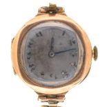 A 9ct gold cushion shaped lady's wristwatch, 25 x 25mm, import marked London 1920, expanding gold