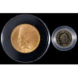 Gold Coin. United States of America ten dollars 1910  and Tristan du Cunha fine gold  Half crown