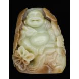 A Chinese jade pebble carving of Budai, 95mm h Good condition
