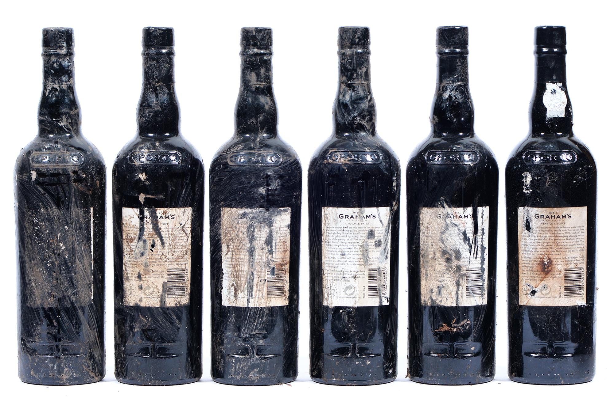 W & J Graham's Vintage Port, 2000, six bottles, branded foil capsules, labels fair, levels good - Image 2 of 2