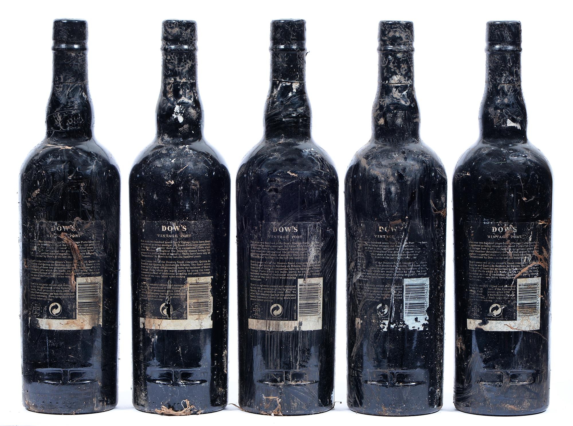 Dow's Vintage Port, 2000, five bottles, branded foil capsules, labels poor, levels good - Image 2 of 2