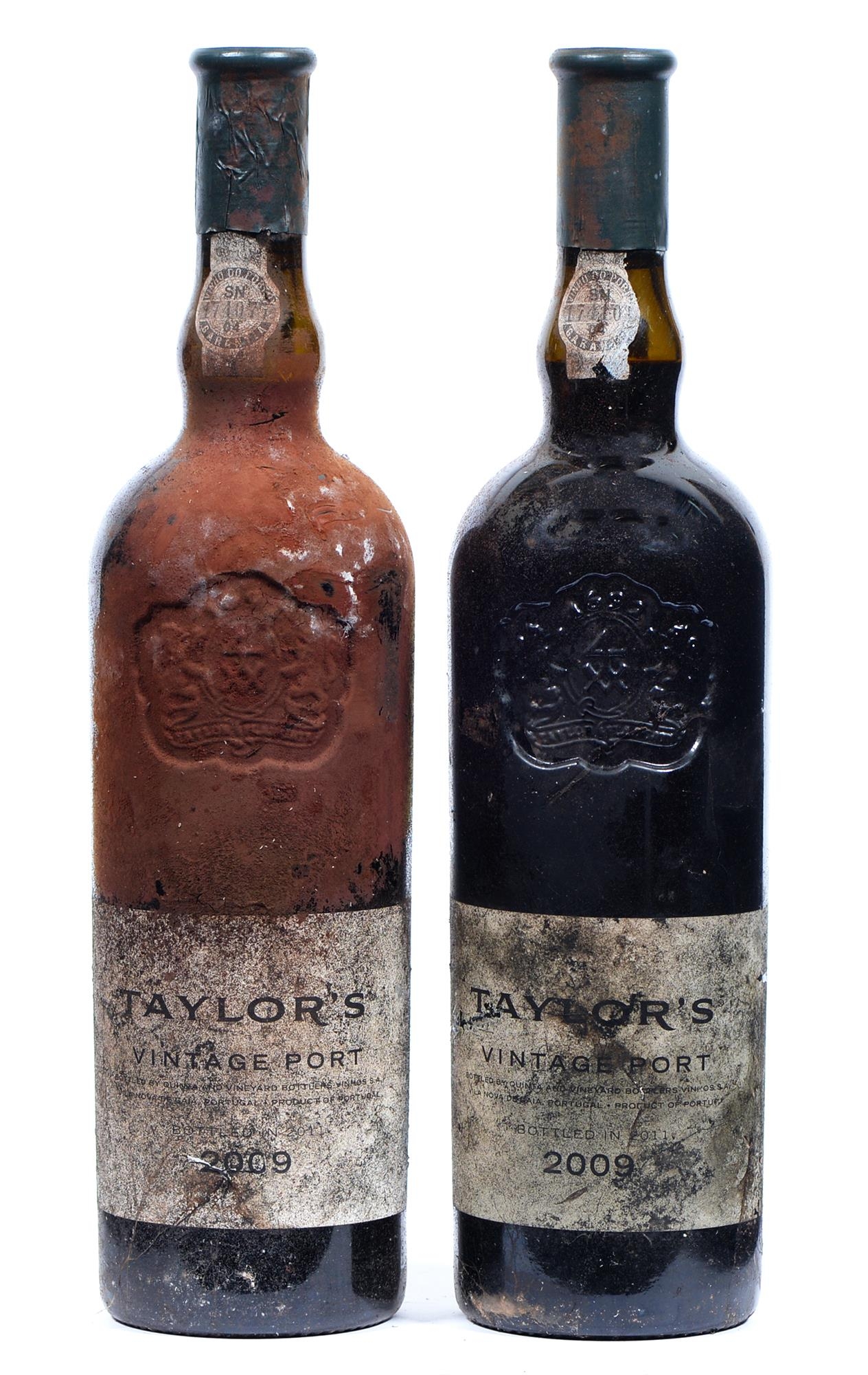 Taylor's Vintage Port, 2009, two bottles, branded foil capsules, labels poor, levels good