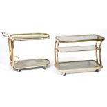Two plated metal and tinted glass waiting trollies, c1980, 87cm l and circa Slight age pitting to