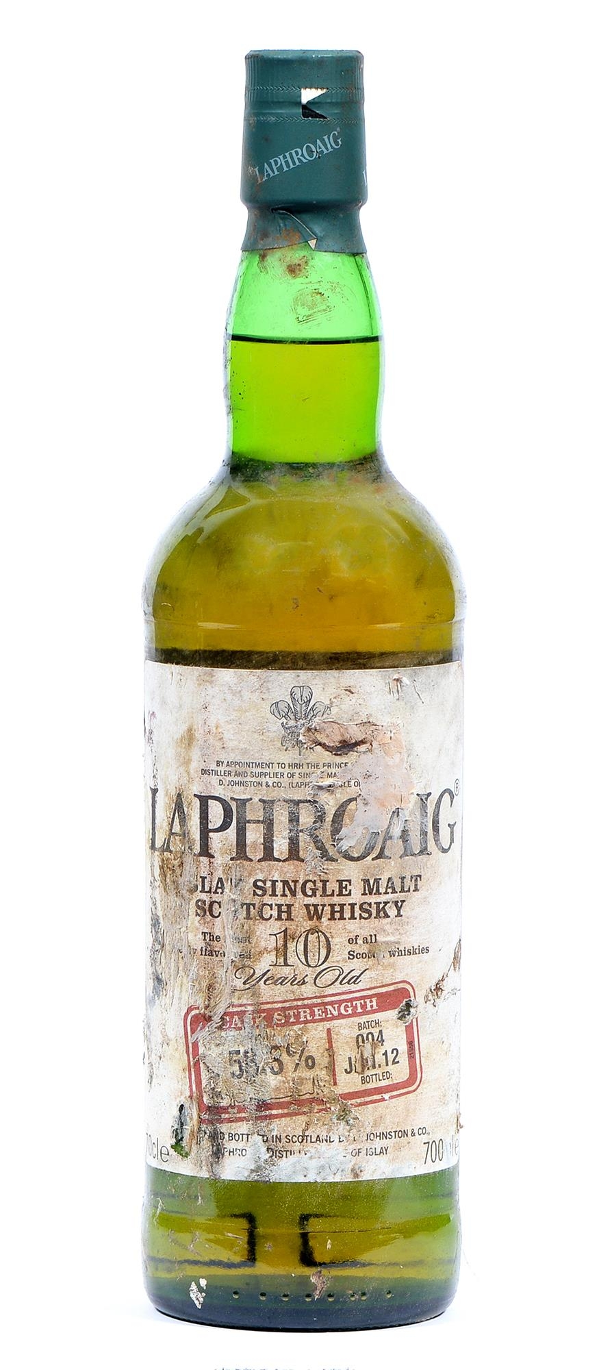 Laphroaig 10 Year Old Cask Strength Single Malt Scotch Whisky, 70cl, 55.3%, Batch 004 J**IZ, foil