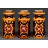 A set of three Portmeirion pottery Samarkand kitchen storage jars, designed by Susan Williams-Ellis,