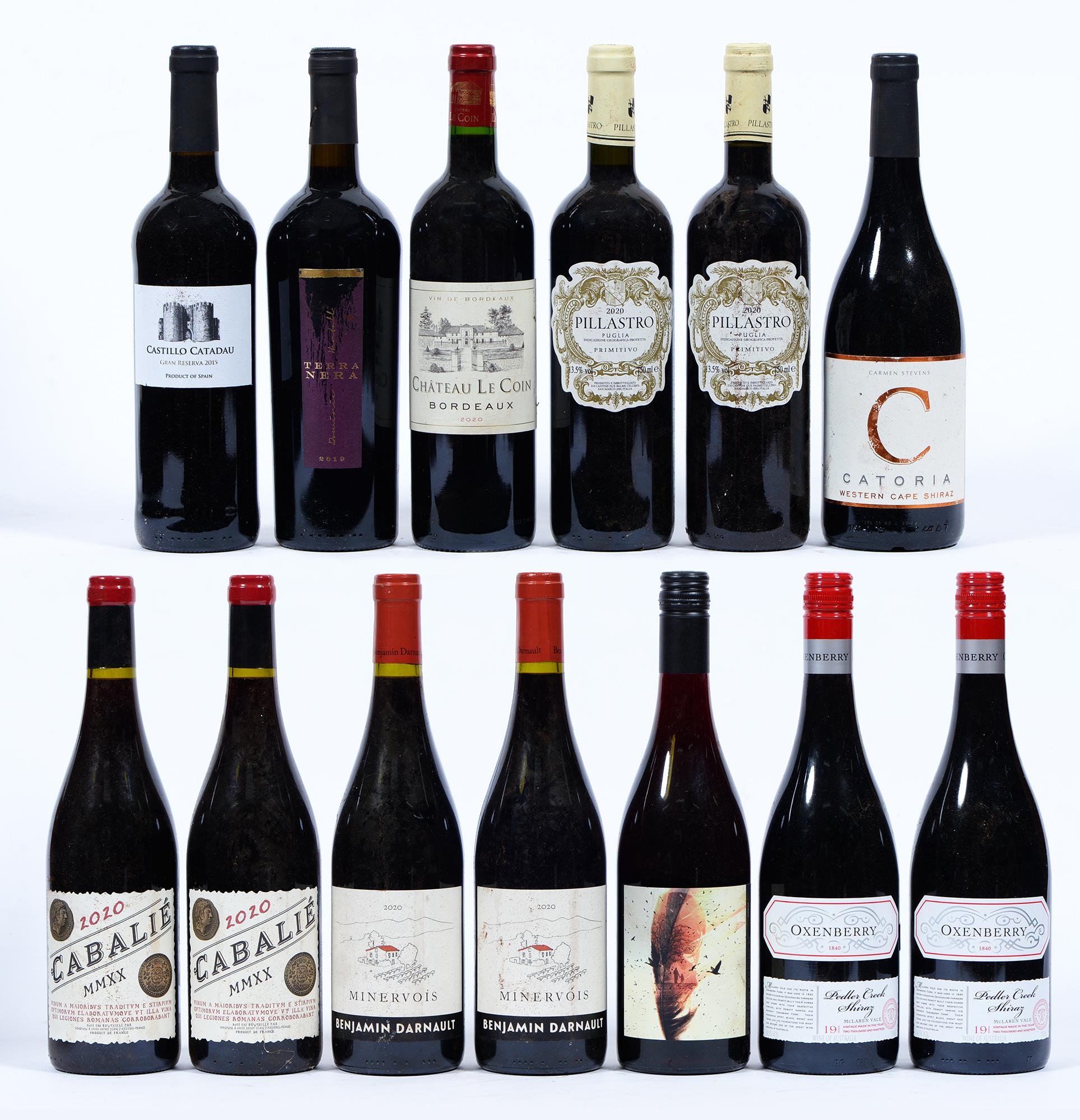Mixed red, to include Cabalie 2020 (2), Oxenberry Pedlers Creek Shiraz 2019 (2), Minervois 2020
