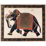 Indian School - Ceremonial Elephant, gouache on cloth, 47.5 x 56.5cm Slightly creased and stained