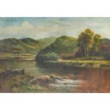 English School, 19th c - A River Scene, oil on canvas, 49 x 73cm Unlined, paint shrinkage /