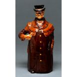 A Royal Doulton King's Ware Coachman whisky flask, c1930, the head forming the stopper, 28cm h,